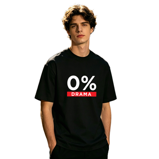 Men's 0% Drama Minimal Funny Slogan Casual Graphic T-Shirt