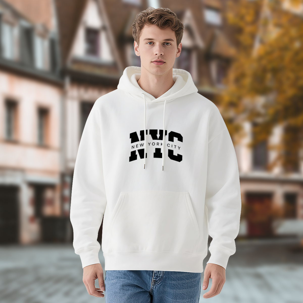 Retro NYC City Letter Print Hoodie