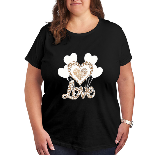 Trendy Leopard Print Love Heart Balloon Shirt