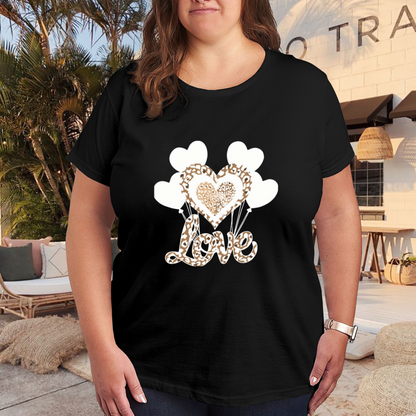 Trendy Leopard Print Love Heart Balloon Shirt