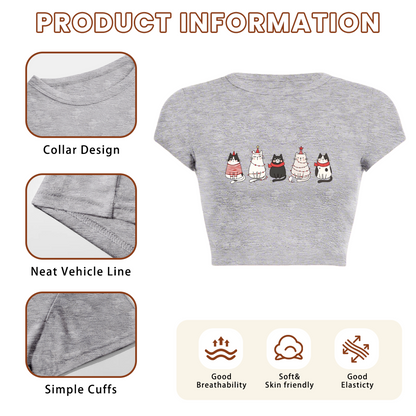 Christmas Holiday Kittens Xmas Grey Cropped Baby Tee