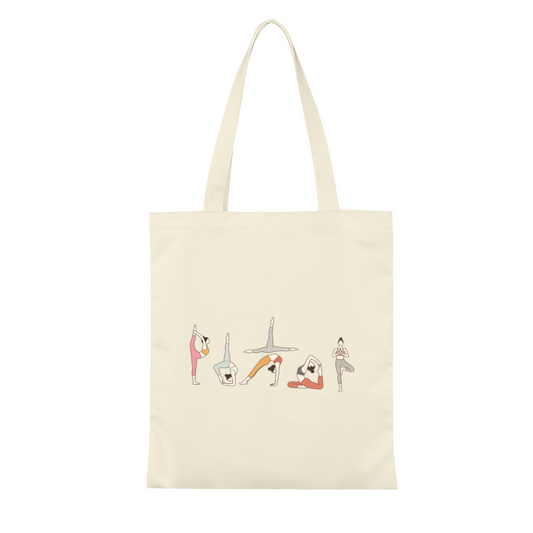 Minimal Line Art Yoga Lady Canvas Tote | Fitness Lover Neutral Daily Shoulder Bag