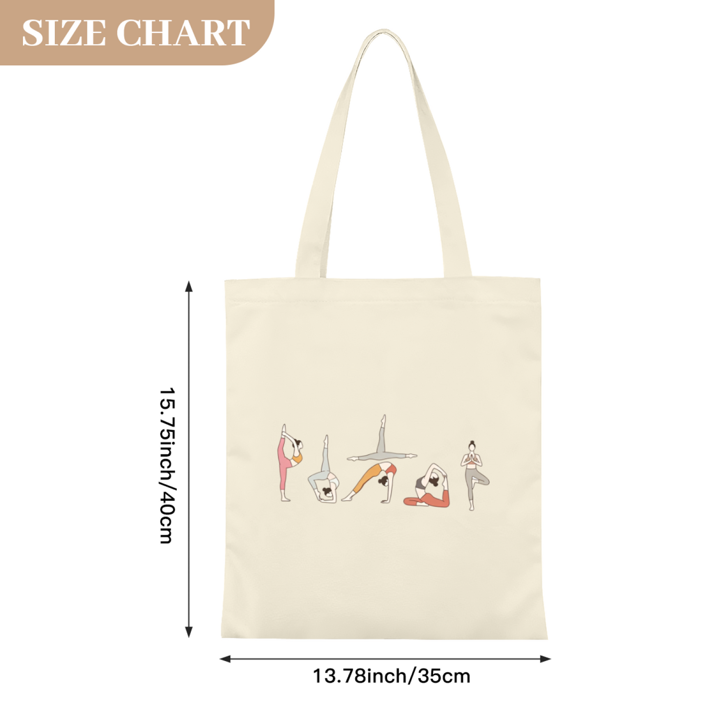 Minimal Line Art Yoga Lady Canvas Tote | Fitness Lover Neutral Daily Shoulder Bag