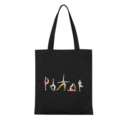 Minimal Line Art Yoga Lady Canvas Tote | Fitness Lover Neutral Daily Shoulder Bag