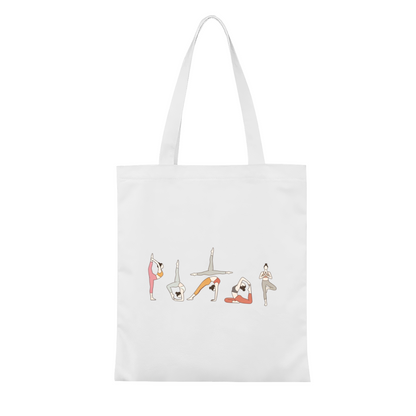 Minimal Line Art Yoga Lady Canvas Tote | Fitness Lover Neutral Daily Shoulder Bag