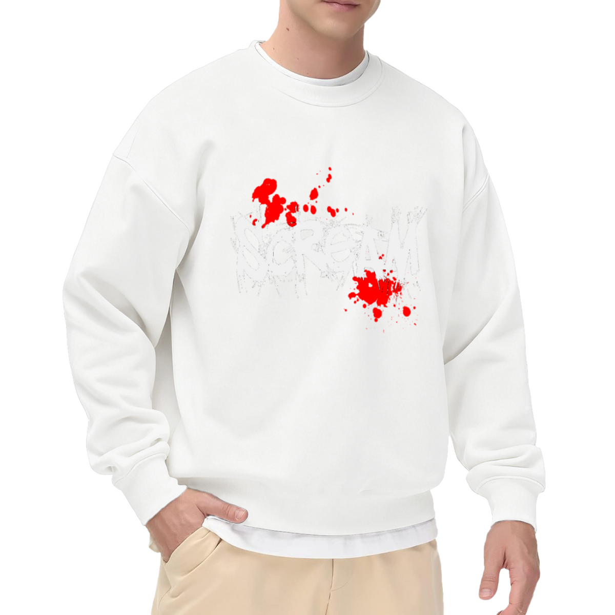 Scream Horror Movie Blood Splatter Graphic Crewneck Sweatshirt