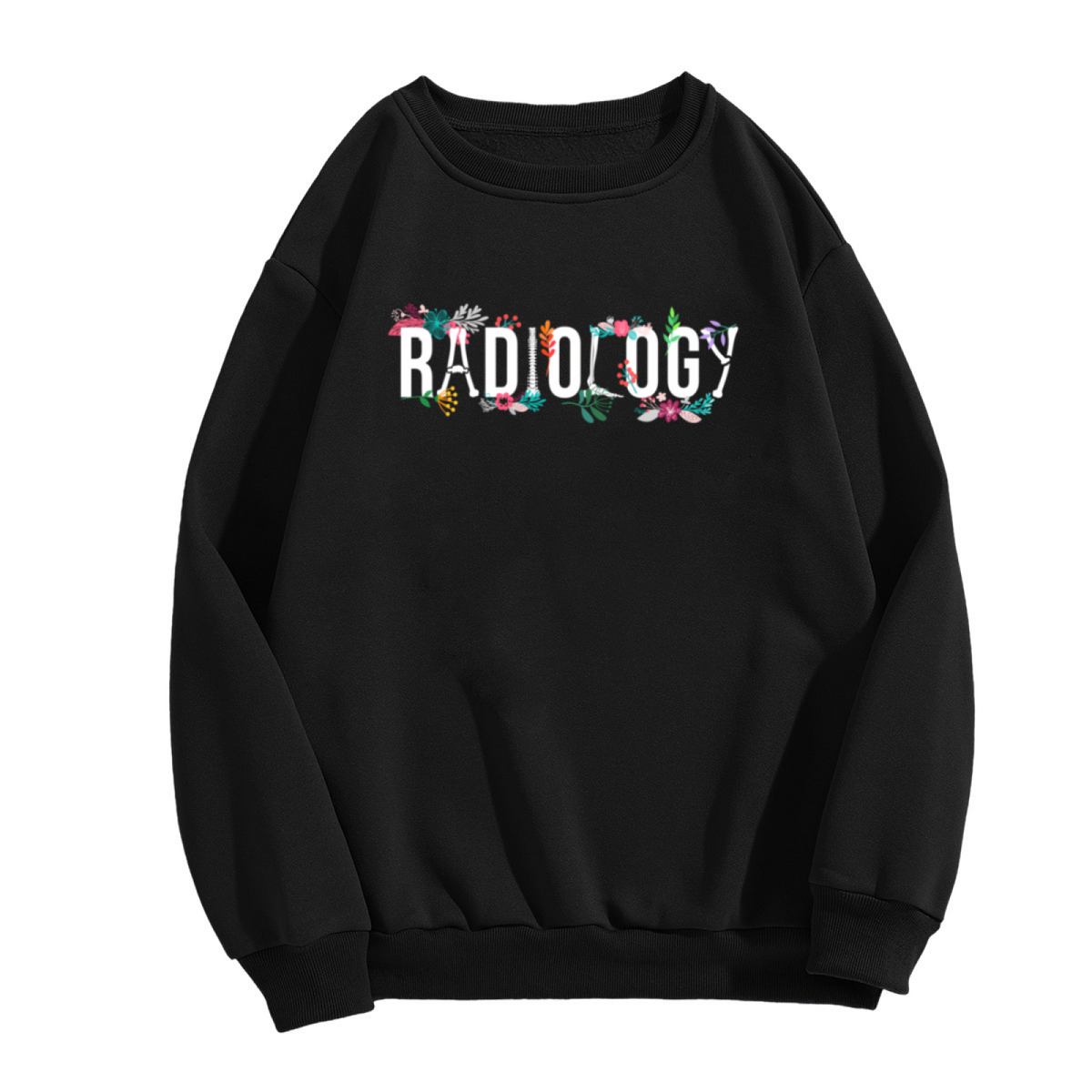 Floral Radiology Letter Print Crewneck Sweatshirt