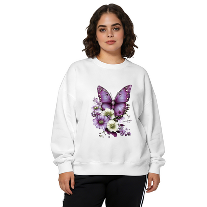 Soft Purple Butterfly Wildflower Vintage Crewneck Sweatshirt