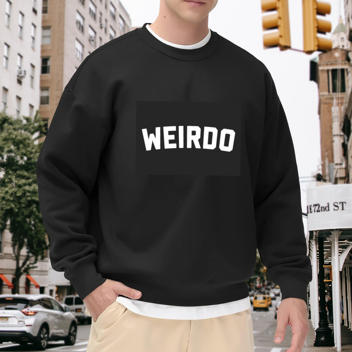 WEIRDO Bold Statement Typography Crewneck Sweatshirt