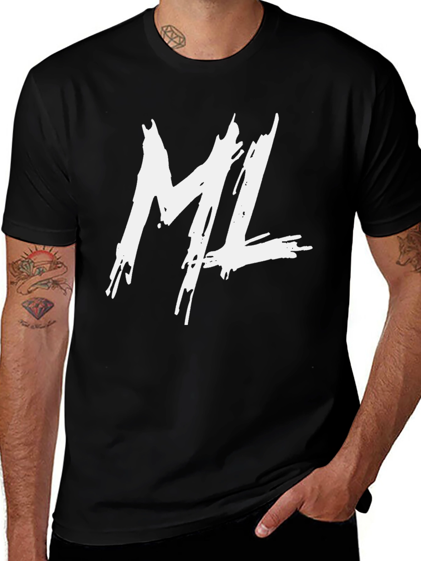 ML Black Graphic Tee - Trendy Streetwear