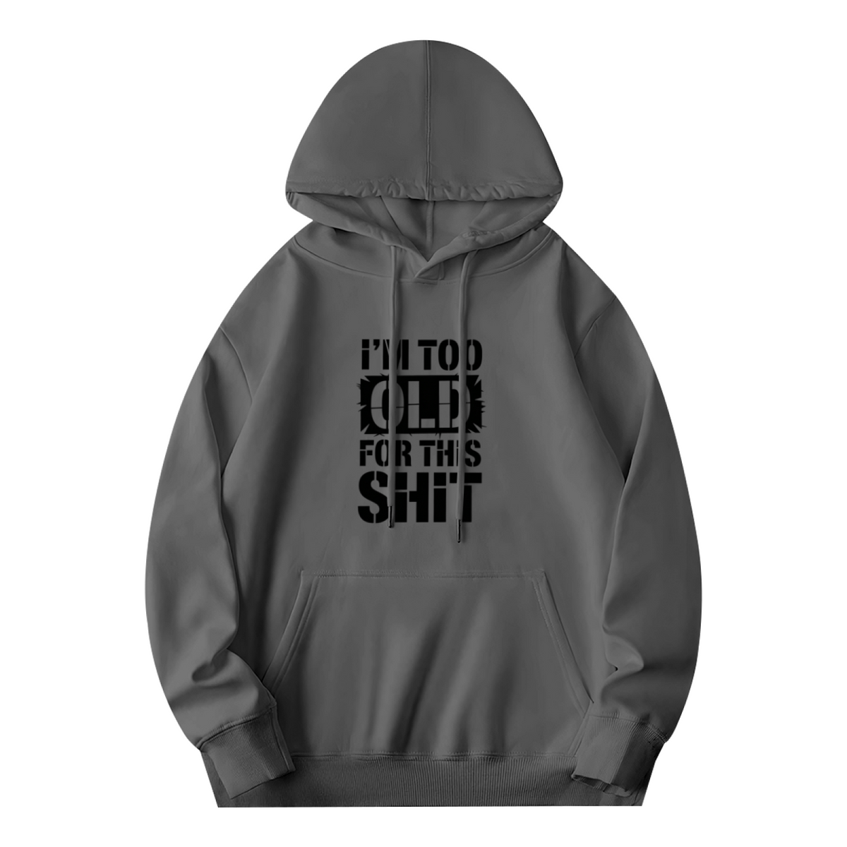 Edgy Slogan Statement Dark Grey Casual Hoodie
