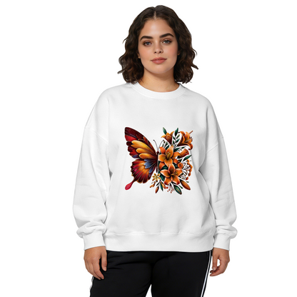Eye?Catching Purple?Yellow Leopard Butterfly Crewneck Sweatshirt
