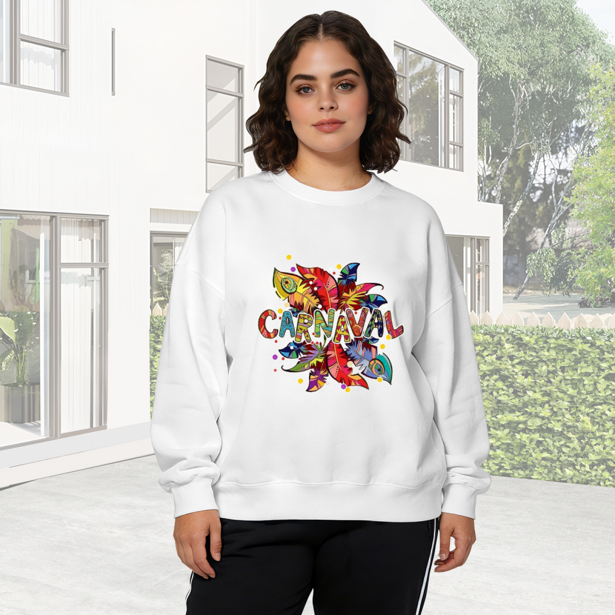 Trendy CARNAAL 7 Letter Graphic Crewneck Sweatshirt