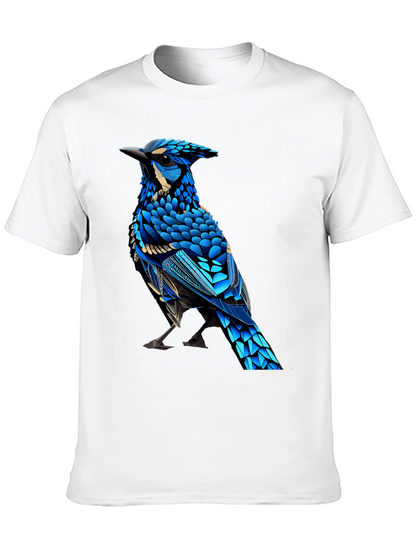 Black T-Shirt with Blue Bird Graphic