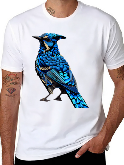 Black T-Shirt with Blue Bird Graphic