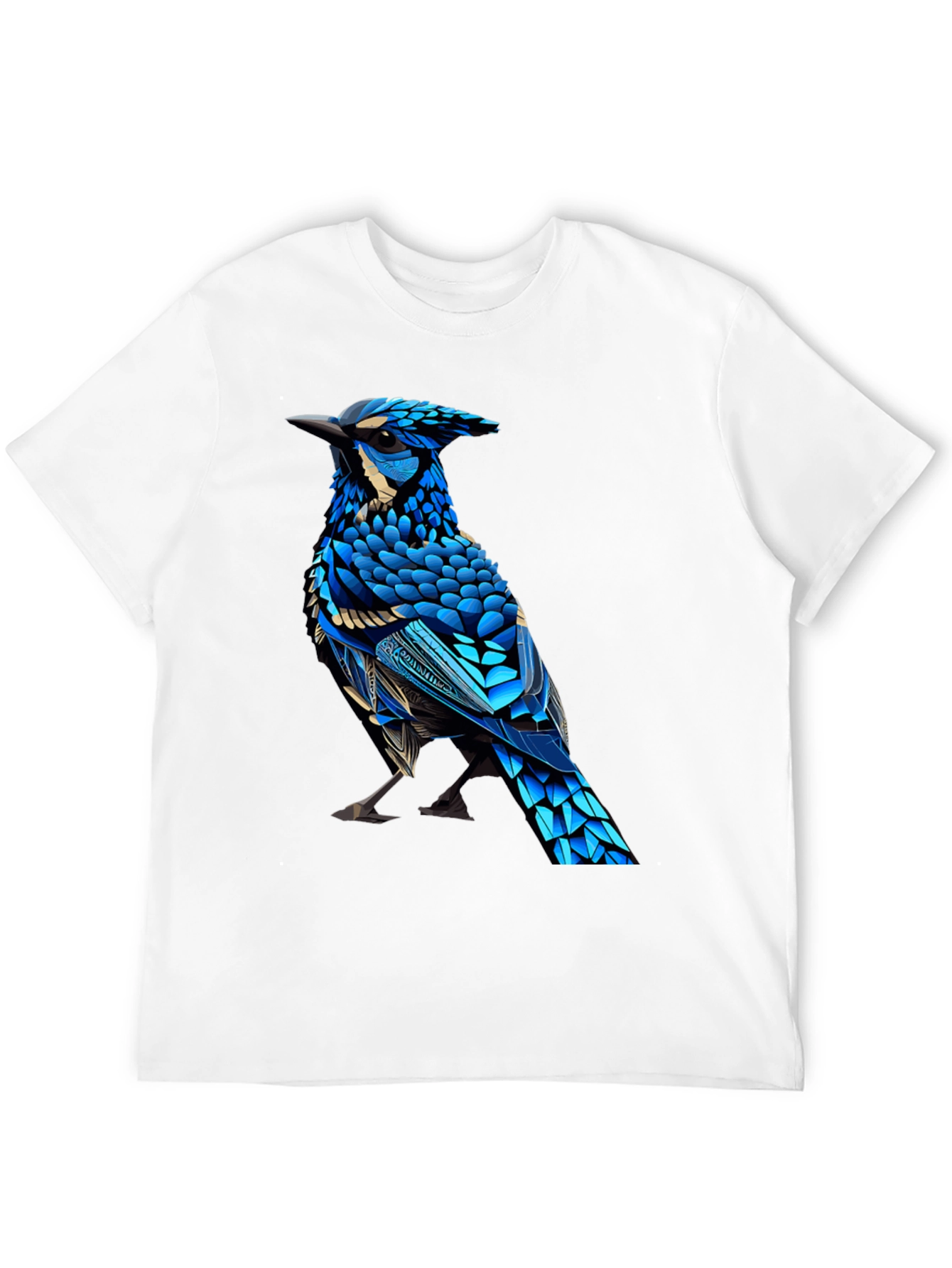 Black T-Shirt with Blue Bird Graphic