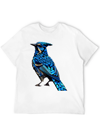 Black T-Shirt with Blue Bird Graphic