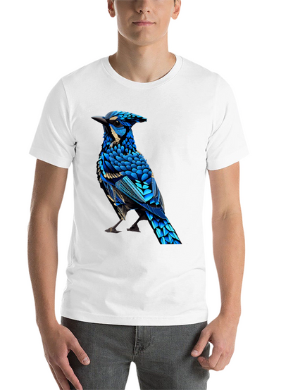 Black T-Shirt with Blue Bird Graphic