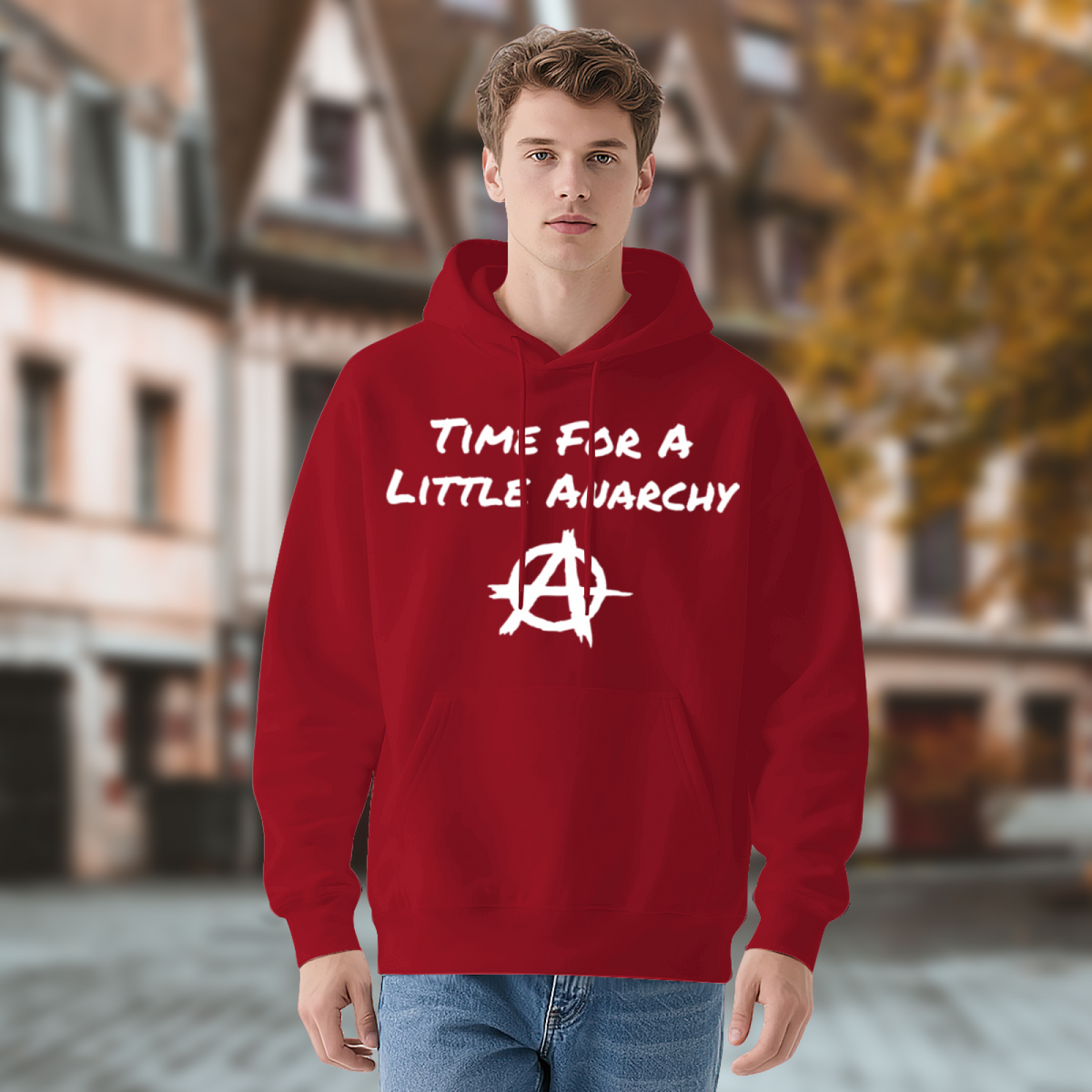 Time For A Little Anarchy Rebel Soft Red Hoodie, Statement Comfort Wear