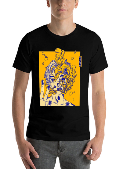 Abstract Graphic Print Black Cotton Tee