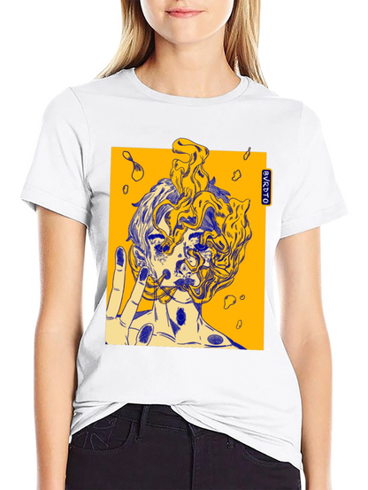Abstract Graphic Print Black Cotton Tee