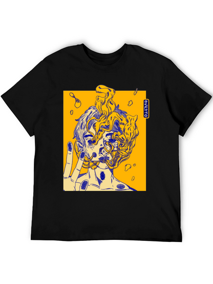 Abstract Graphic Print Black Cotton Tee