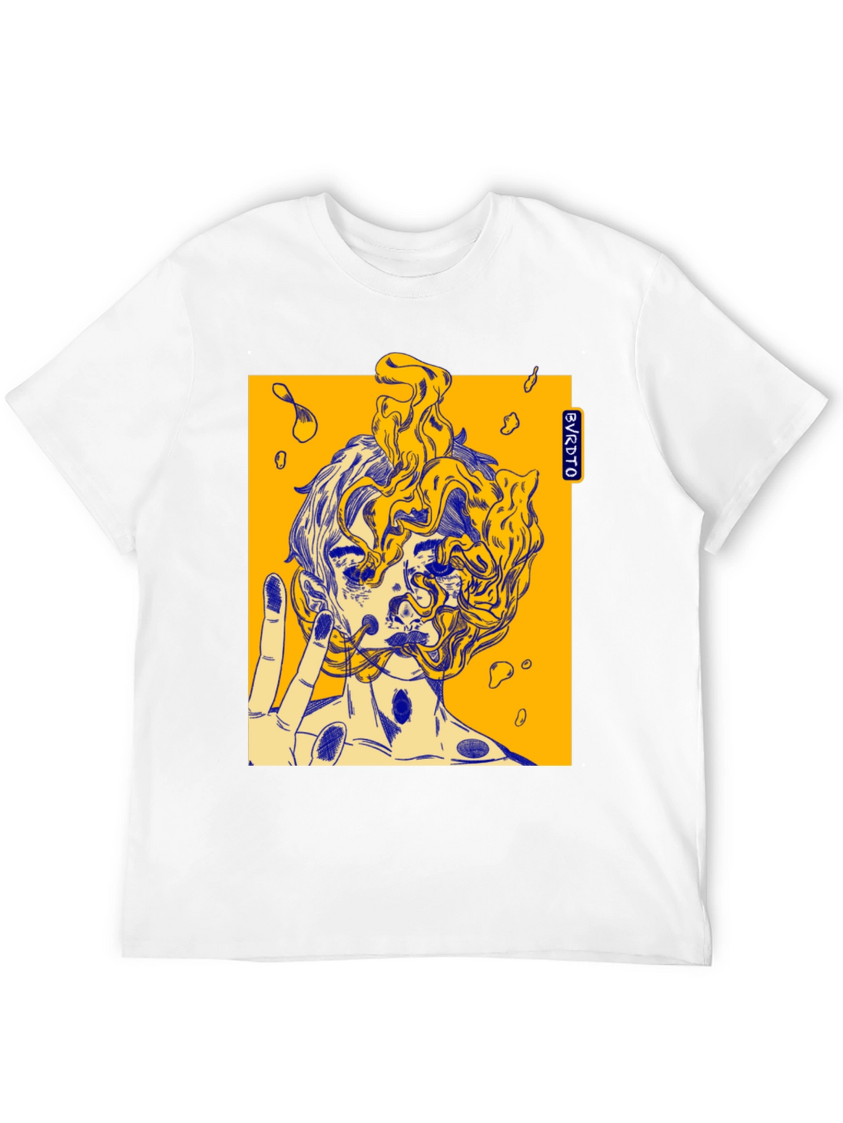 Abstract Graphic Print Black Cotton Tee