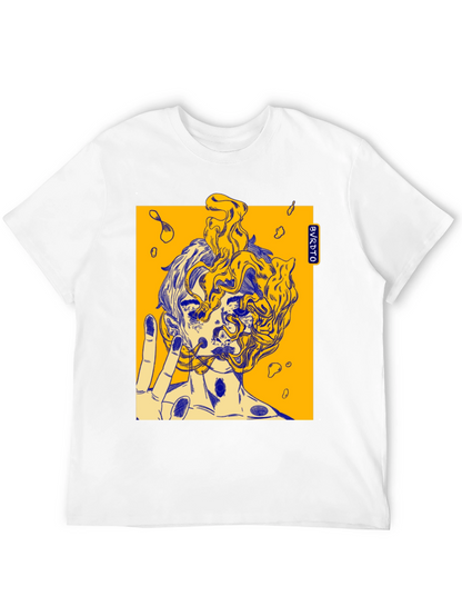 Abstract Graphic Print Black Cotton Tee