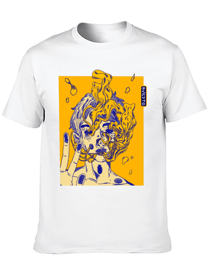 Abstract Graphic Print Black Cotton Tee