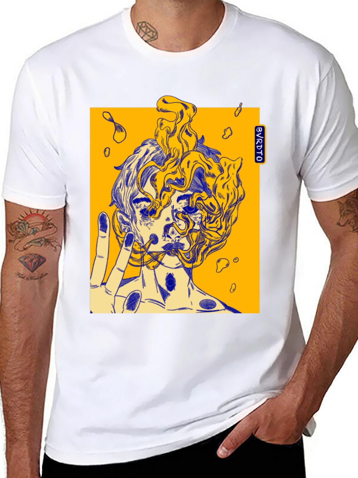 Abstract Graphic Print Black Cotton Tee
