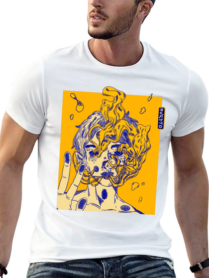 Abstract Graphic Print Black Cotton Tee