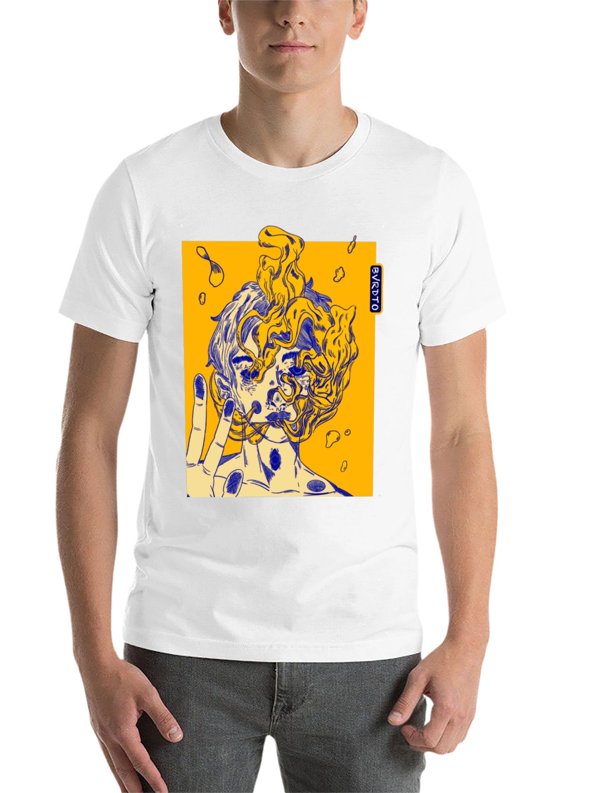 Abstract Graphic Print Black Cotton Tee