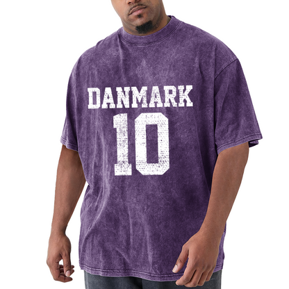 Danmark 10 Vintage Distressed Sports T-Shirt