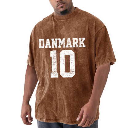 Danmark 10 Vintage Distressed Sports T-Shirt