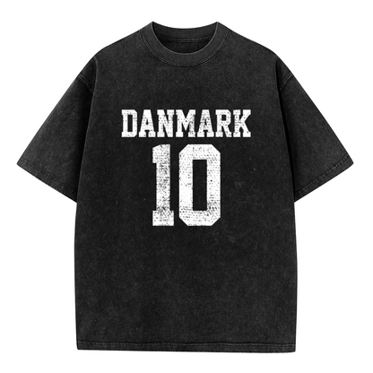 Danmark 10 Vintage Distressed Sports T-Shirt