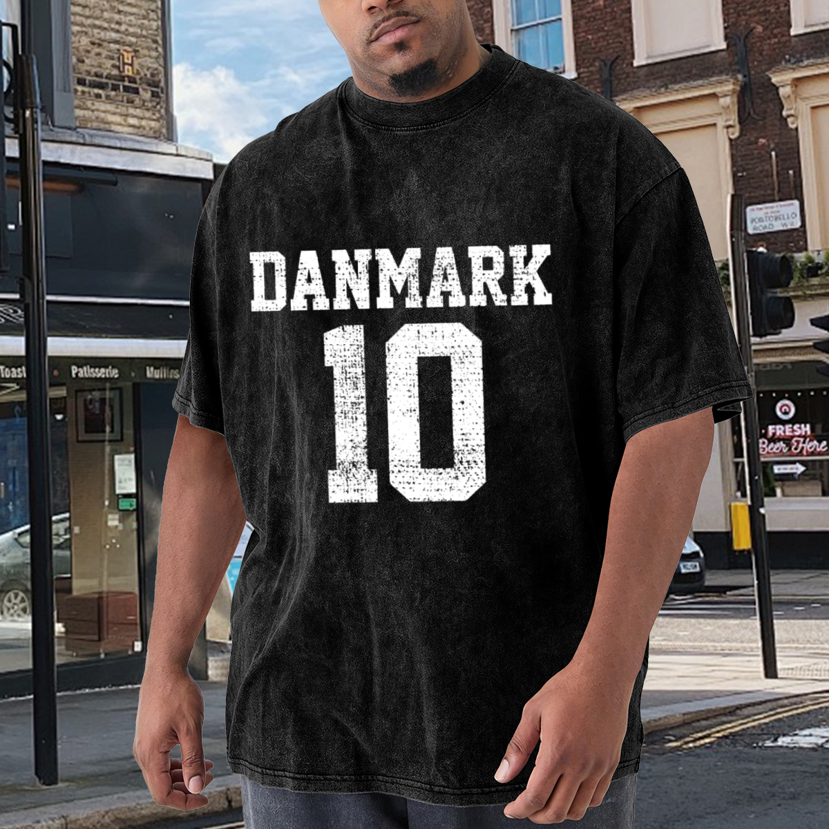 Danmark 10 Vintage Distressed Sports T-Shirt