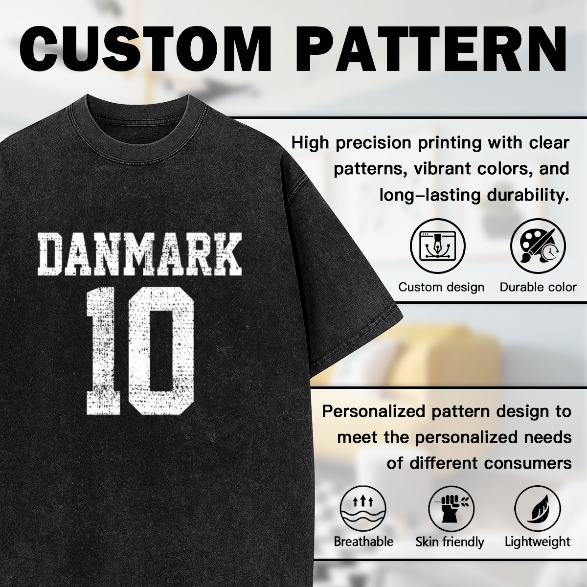 Danmark 10 Vintage Distressed Sports T-Shirt