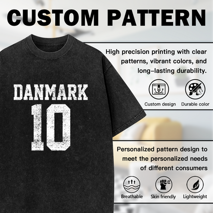 Danmark 10 Vintage Distressed Sports T-Shirt