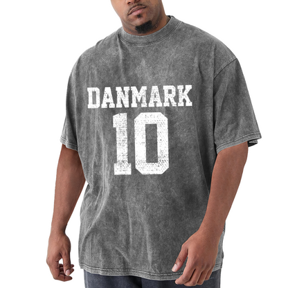 Danmark 10 Vintage Distressed Sports T-Shirt