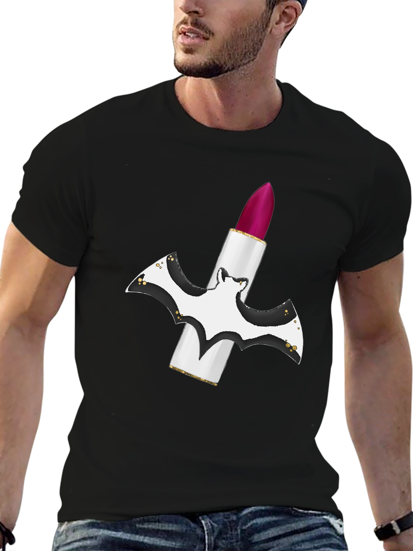 Bat Lipstick T-Shirt - Spooky Chic
