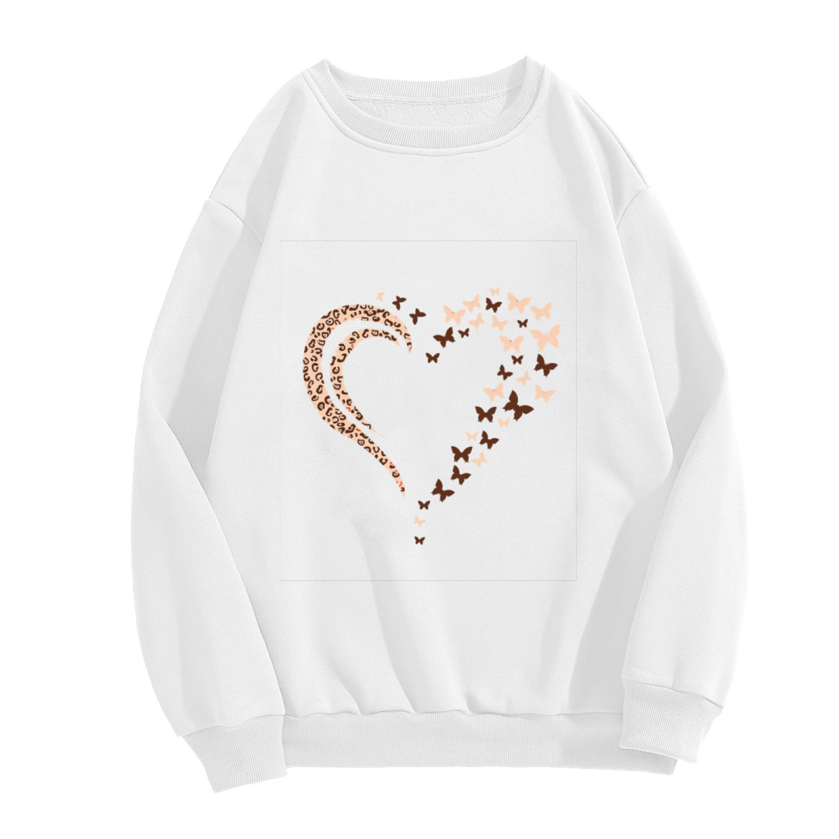 Leopard Heart & Flying Butterflies Crewneck Sweatshirt
