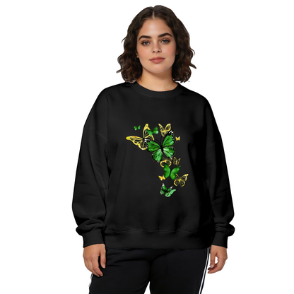 Stunning Green?Gold Butterfly Cluster Crewneck Sweatshirt