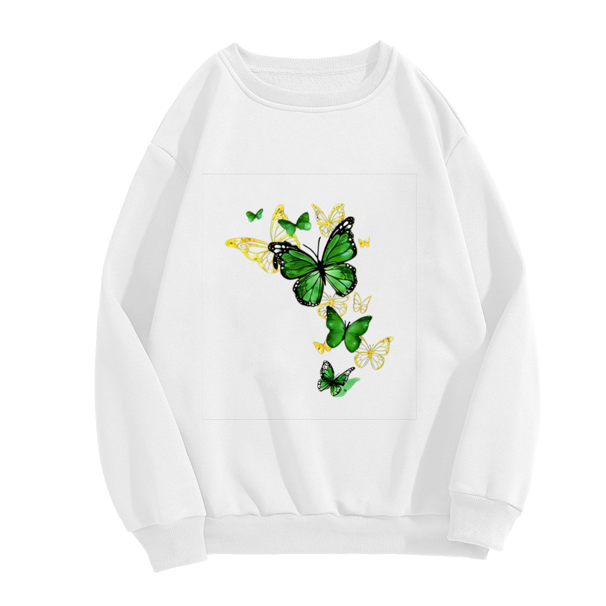 Stunning Green?Gold Butterfly Cluster Crewneck Sweatshirt