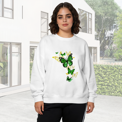 Stunning Green?Gold Butterfly Cluster Crewneck Sweatshirt