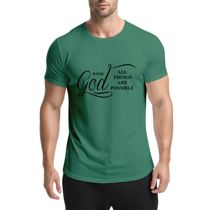 With God All Things Are Possible Clean White Religious Tee