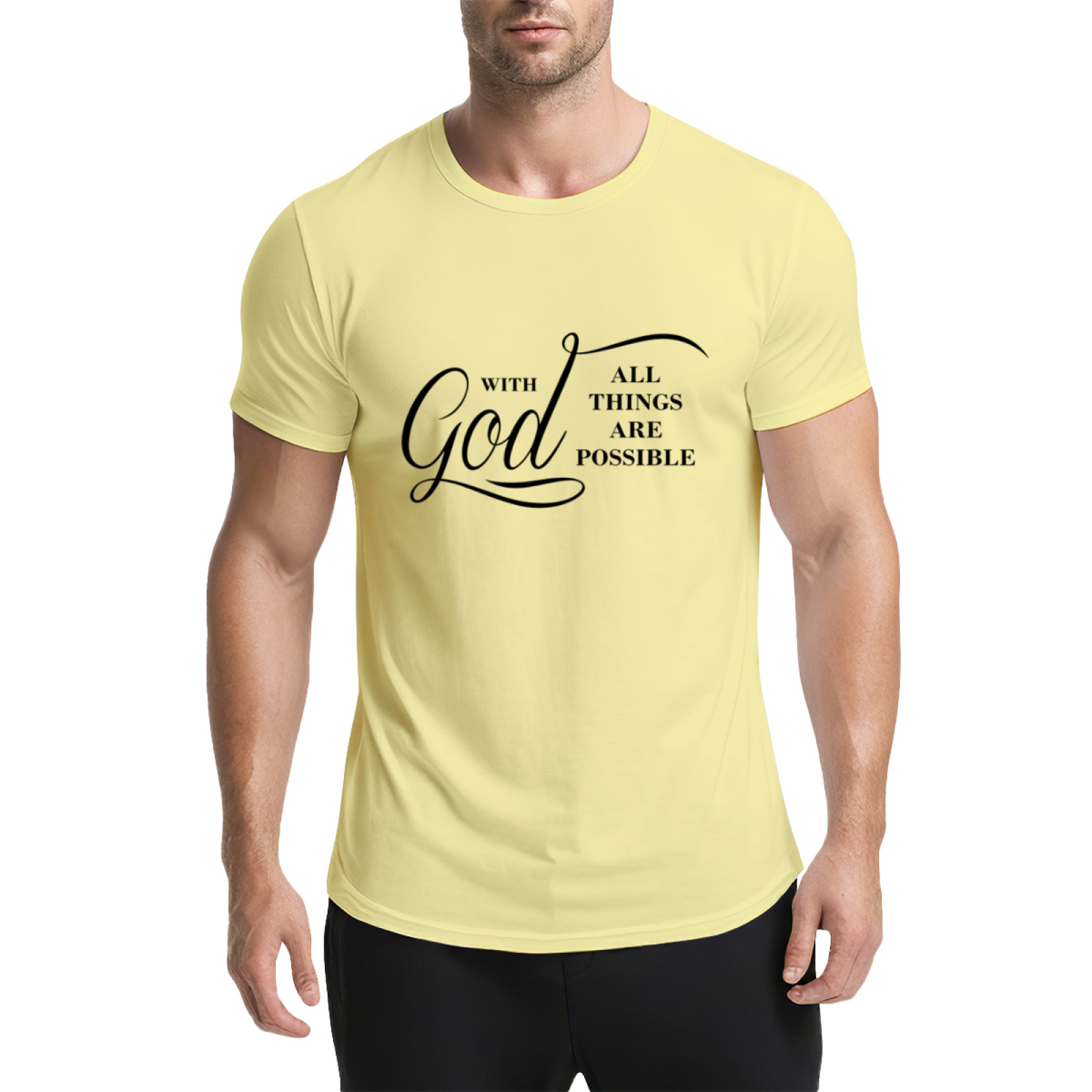 With God All Things Are Possible Clean White Religious Tee