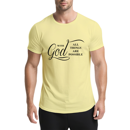 With God All Things Are Possible Clean White Religious Tee