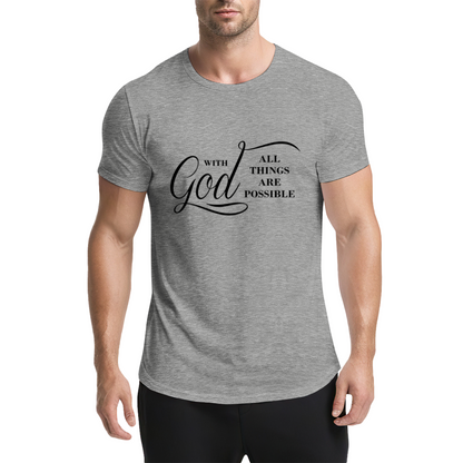 With God All Things Are Possible Clean White Religious Tee