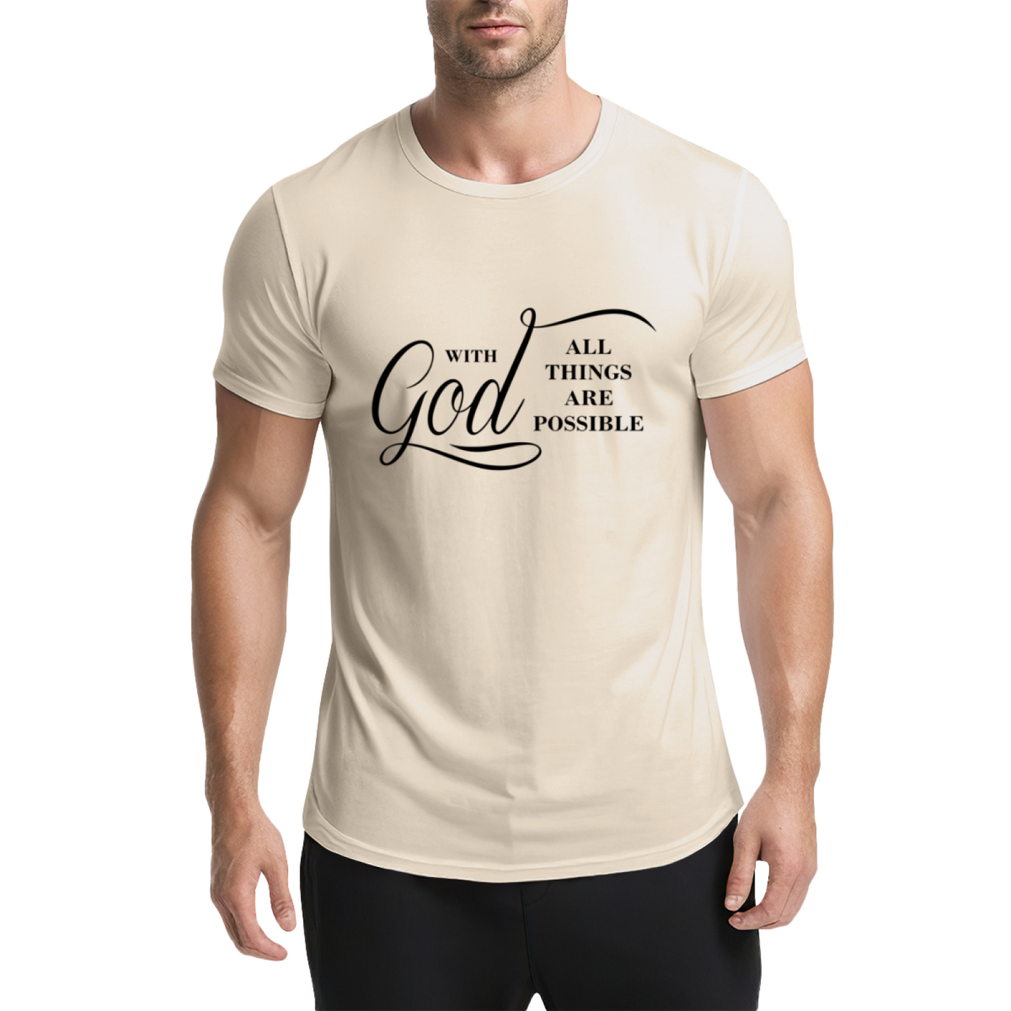 With God All Things Are Possible Clean White Religious Tee