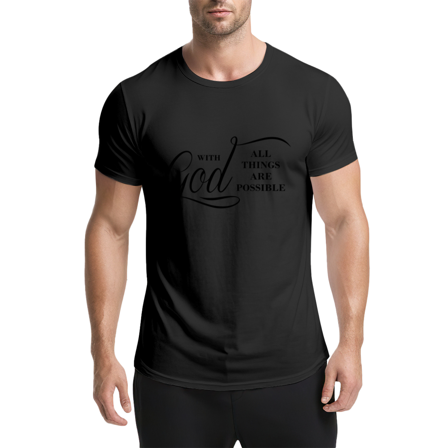 With God All Things Are Possible Clean White Religious Tee